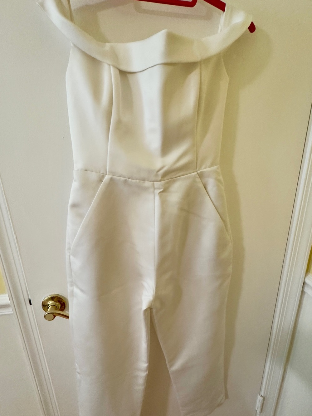 Like New- Strapless Off-White Jumpsuit Dress with Folded Neckline